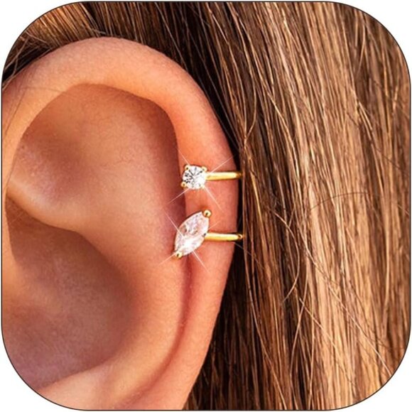 1Pcs Gold Non Piercing Rhinestone Star Clip on Earring Cartilage Jewelryt Gift - Picture 1 of 6
